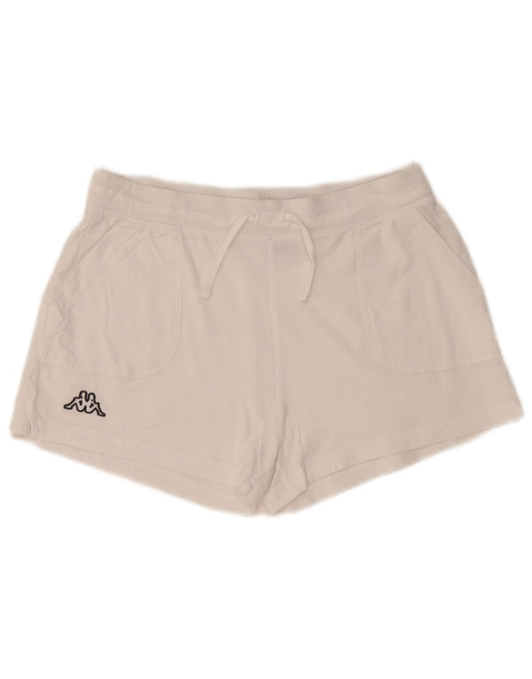 Kappa Womens Sport Shorts UK 14 Large  White Cotton