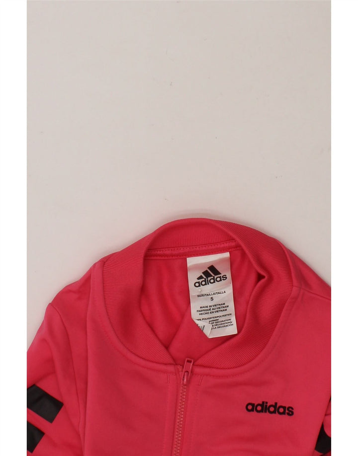 ADIDAS Girls Graphic Tracksuit Top Jacket 4-5 Years Pink Polyester Vintage Adidas and Second-Hand Adidas from Messina Hembry 