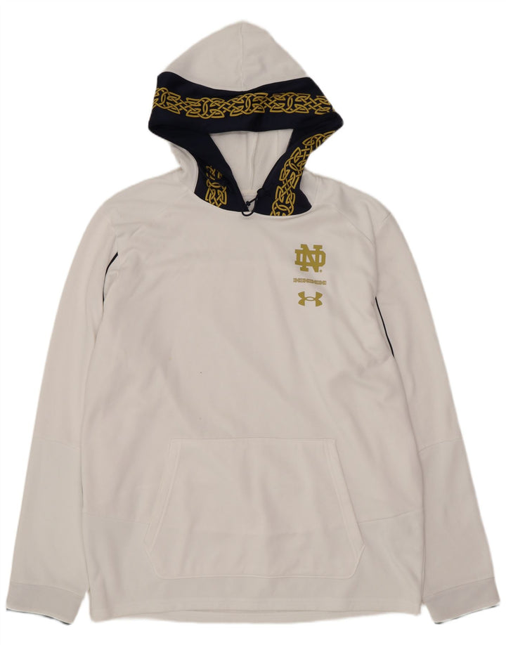 Męski sweter z kapturem i grafiką UNDER ARMOUR, duży, biały, poliestrowy blok kolorów