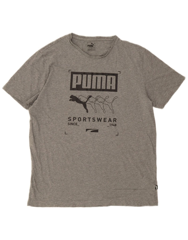 Męska koszulka z grafiką Puma, góra XL, szara bawełna