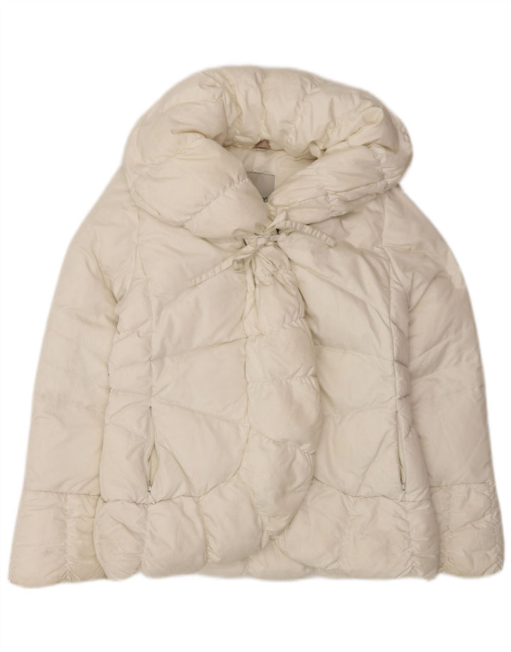 Wyściełana kurtka dziewczęca Moncler 9-10 lat, biały nylon