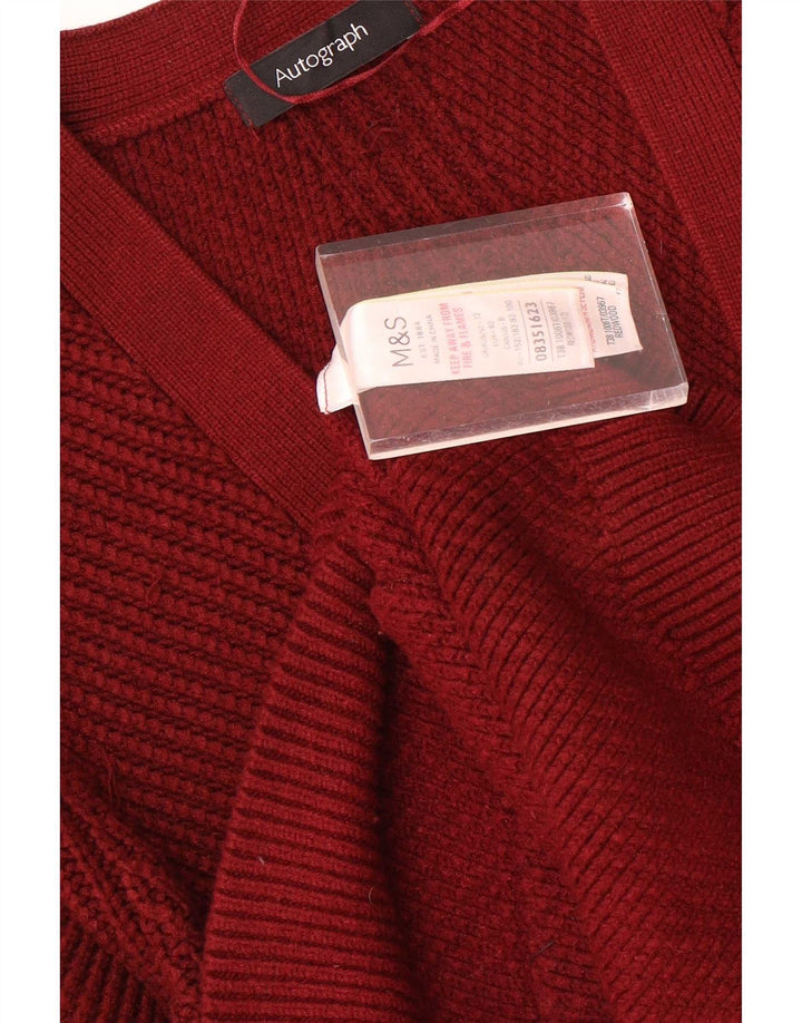 Marks & Spencer Damski sweter z autografem, UK 12, średni czerwony wiskoza