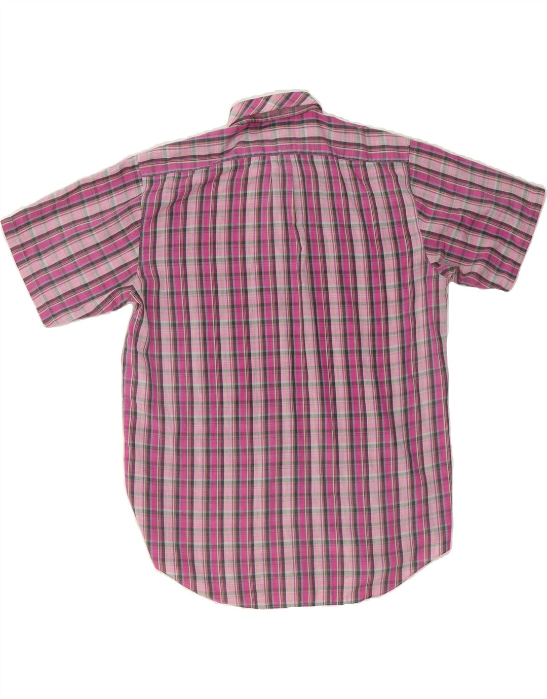 VINTAGE Mens Short Sleeve Shirt Large Pink Check Polyester Vintage Vintage and Second-Hand Vintage from Messina Hembry 