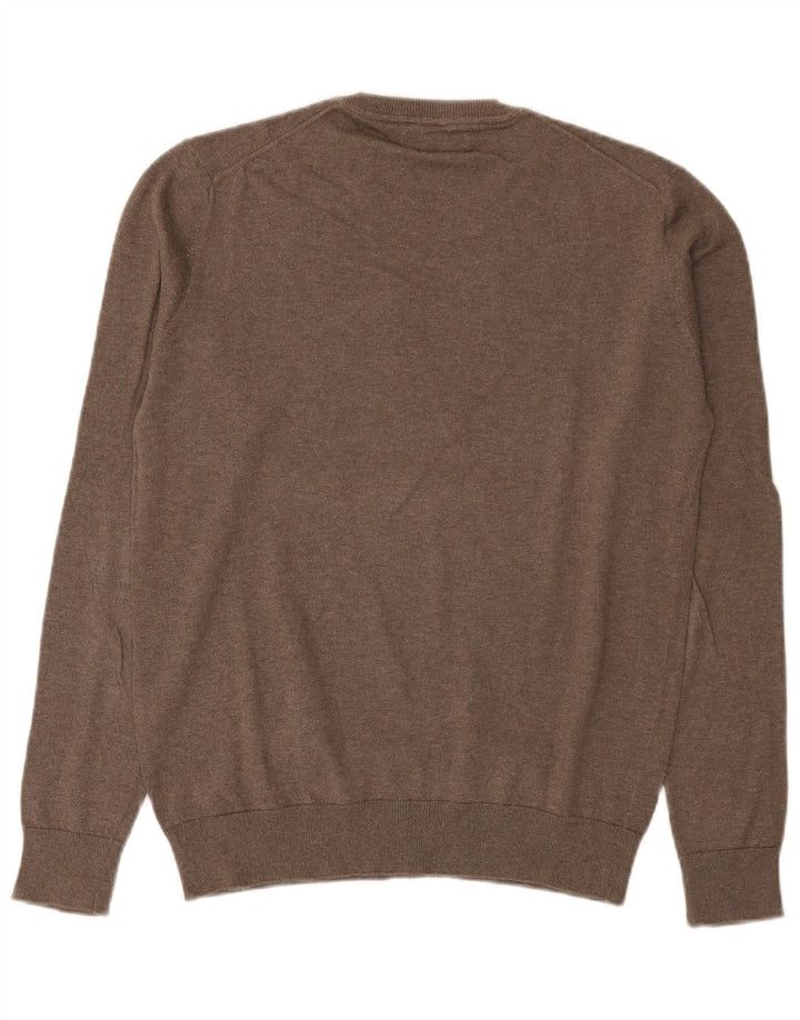 Męski sweter z okrągłym dekoltem Zara Średni brązowy bawełniany