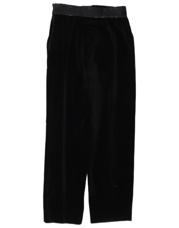 Vintage damskie proste aksamitne spodnie na co dzień IT 46 Large W28 L27 Black