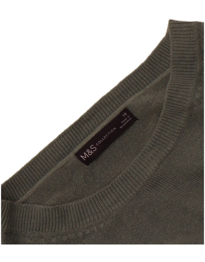 Marks & Spencer Damski sweter z dekoltem w łódkę, UK 10, mały khaki