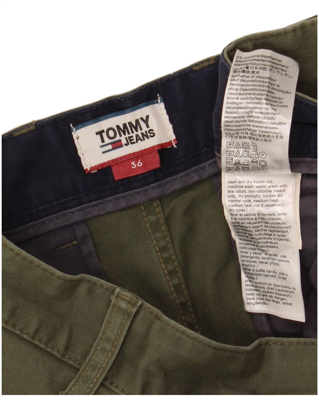 Męskie spodenki Chino Tommy Hilfiger W36, duże, bawełniane w kolorze khaki