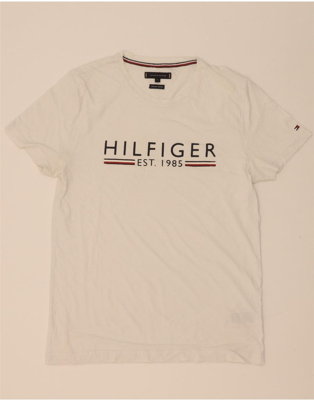 Męska koszulka z grafiką Tommy Hilfiger, średnia, biała bawełna