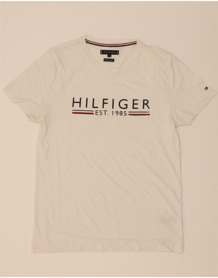 Męska koszulka z grafiką Tommy Hilfiger, średnia, biała bawełna