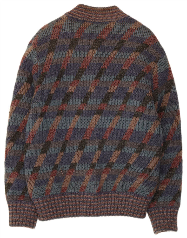 Vintage męski sweter rozpinany, w średnie, wielokolorowe paski