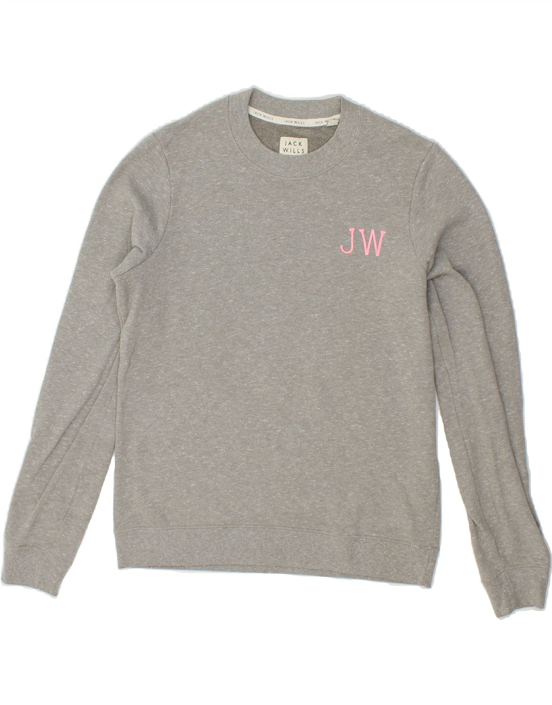JACK WILLS Womens Sweatshirt Jumper UK 10 Small  Grey Flecked Cotton Vintage Jack Wills and Second-Hand Jack Wills from Messina Hembry 
