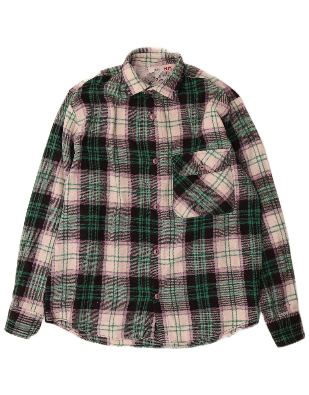Męska koszula flanelowa w stylu vintage, średnia wielokolorowa wełniana kratka