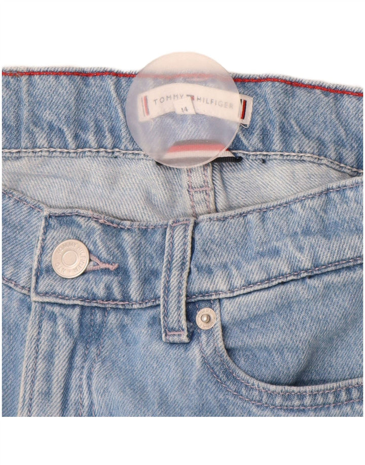 TOMMY HILFIGER Dziewczęce jeansy z szerokimi nogawkami Acid Wash 13-14 lat W26 L27 Niebieskie