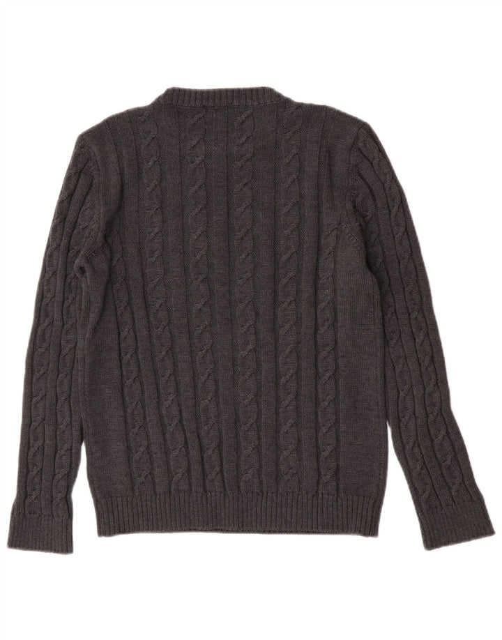 Damski sweter z okrągłym dekoltem Refrigiwear Średni szary z dziewiczej wełny
