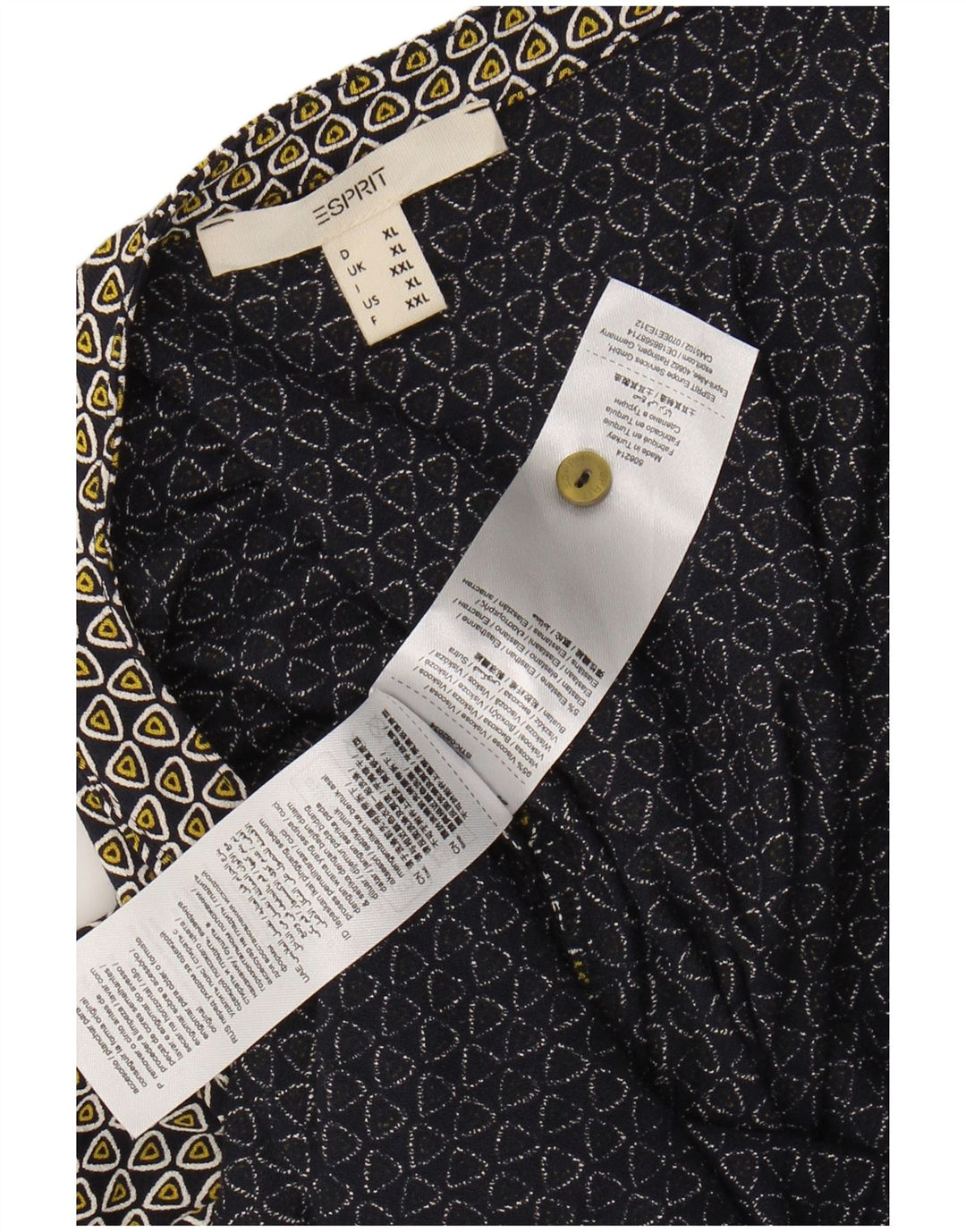 Damska sukienka maxi z rękawem 3/4 ESPRIT UK 18 XL Granatowa, geometryczna wiskoza