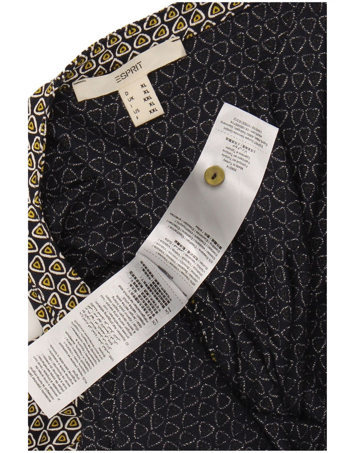 Damska sukienka maxi z rękawem 3/4 ESPRIT UK 18 XL Granatowa, geometryczna wiskoza