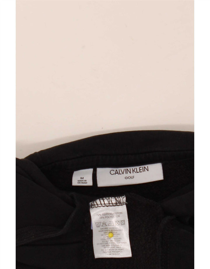 Męski sweter golfowy Calvin Klein z kapturem, średniej wielkości, czarny, bawełniany