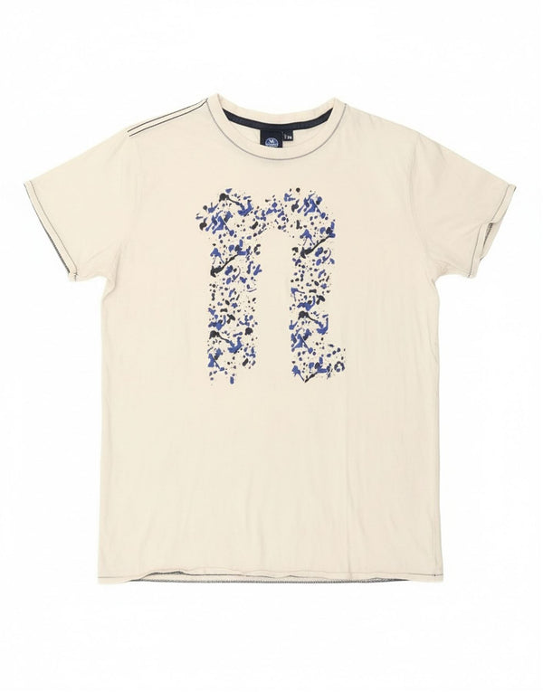 Chłopięcy T-shirt z grafiką North Sails na 15-16 lat w kolorze złamanej bieli