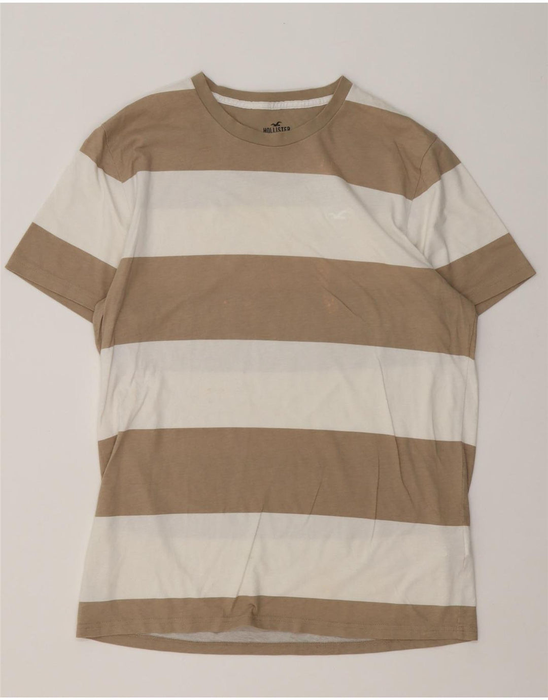 T-shirt męski Hollister, bawełniany, w średnie brązowe paski