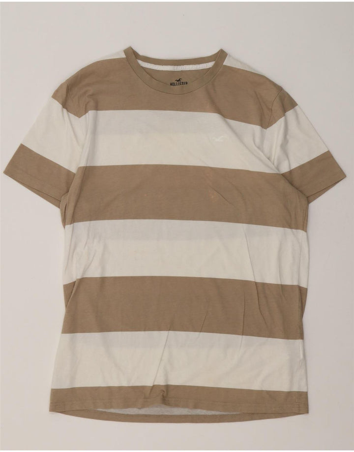 T-shirt męski Hollister, bawełniany, w średnie brązowe paski