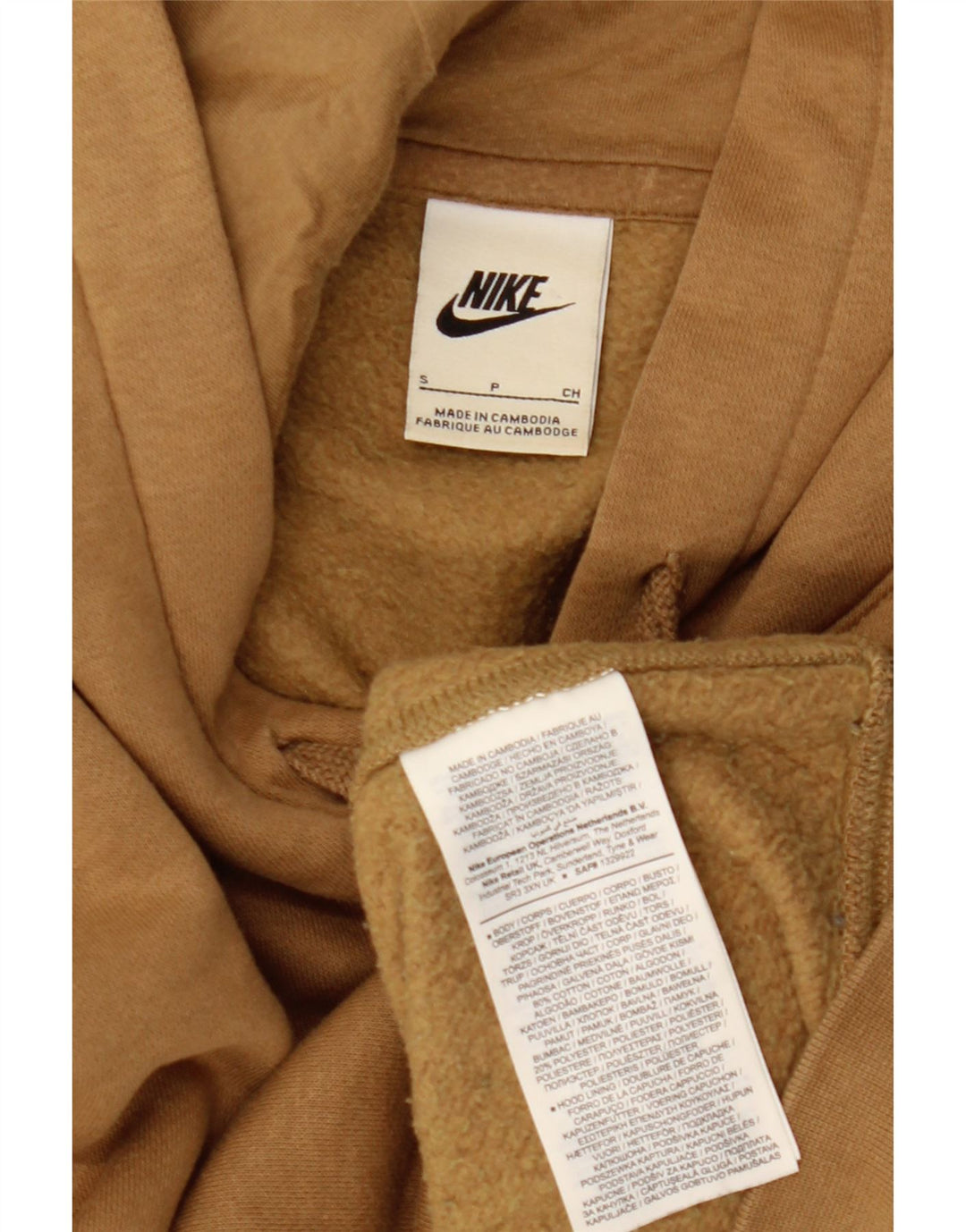 Męski sweter z kapturem Nike, mały, beżowy, bawełniany