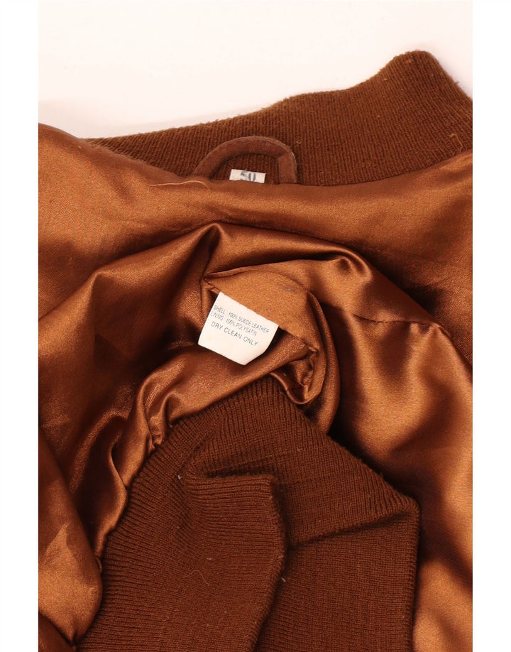 Vintage męska zamszowa kurtka bomber IT 50 duża brązowa zamszowa