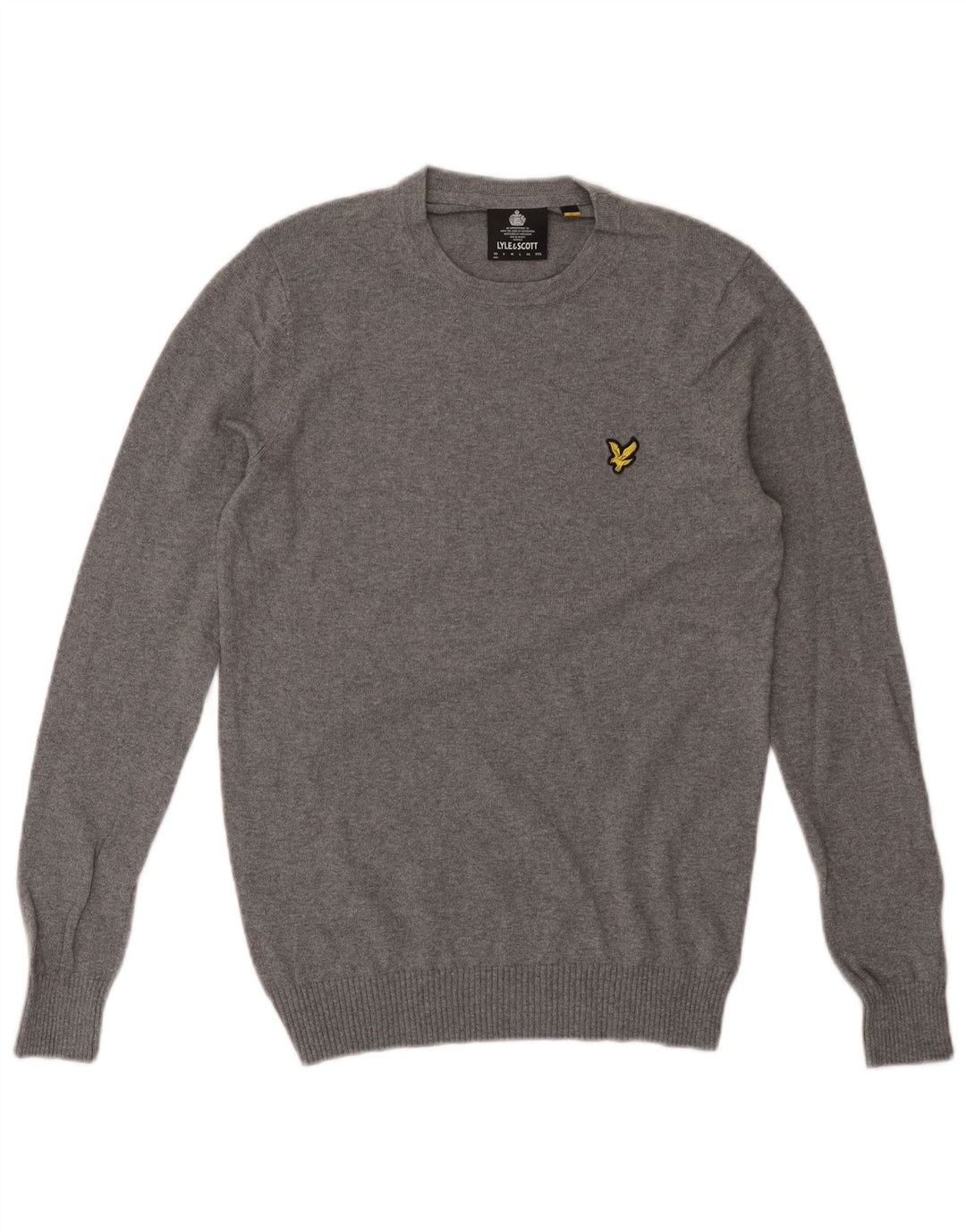 Męski sweter z okrągłym dekoltem Lyle & Scott XS, szara bawełna