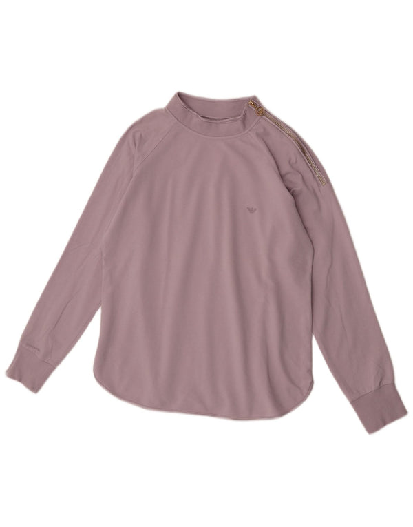 Emporio Armani Womens Zip Neck Sweatshirt Jumper UK 14 Medium Purple