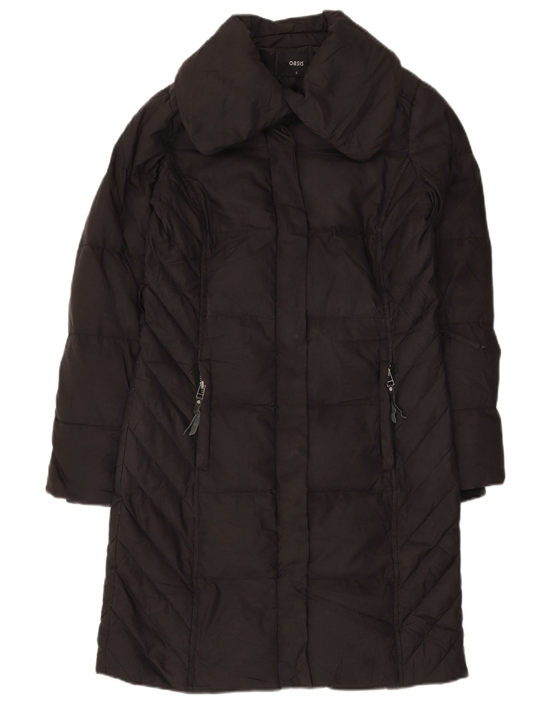 OASIS Damski, oversize'owy, ocieplany płaszcz UK 10, mały, czarny, poliestrowy