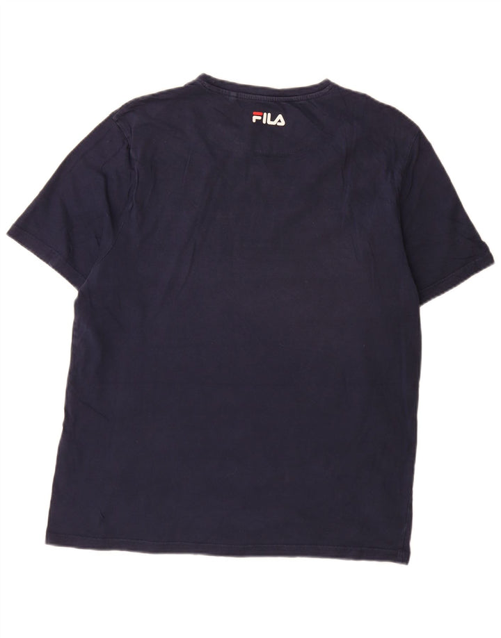 T-shirt męski Fila Top, średni, granatowy, bawełniany z blokami kolorów