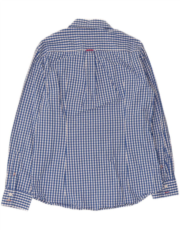 Crew Clothing Męska koszula o klasycznym kroju, duża, niebieska bawełniana kratka