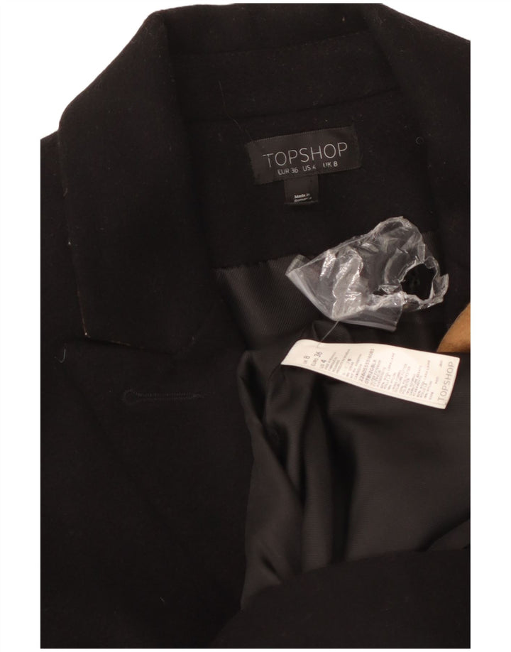 Topshop Płaszcz damski UK 8, mały, czarny, wełniany