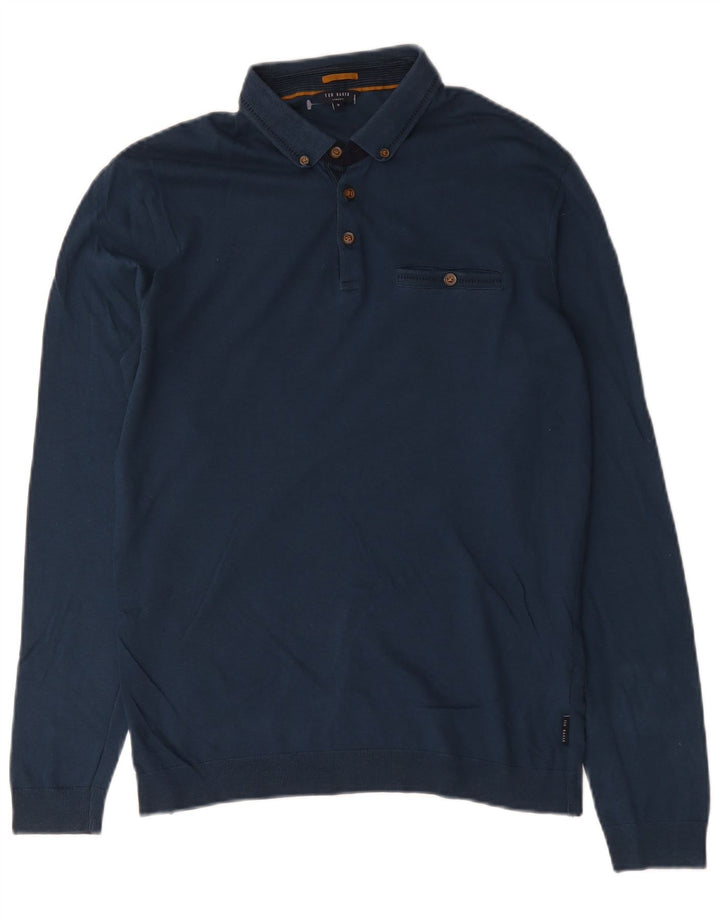 Męska koszulka polo z długim rękawem Ted Baker, rozmiar 3, średnia, granatowa, bawełniana