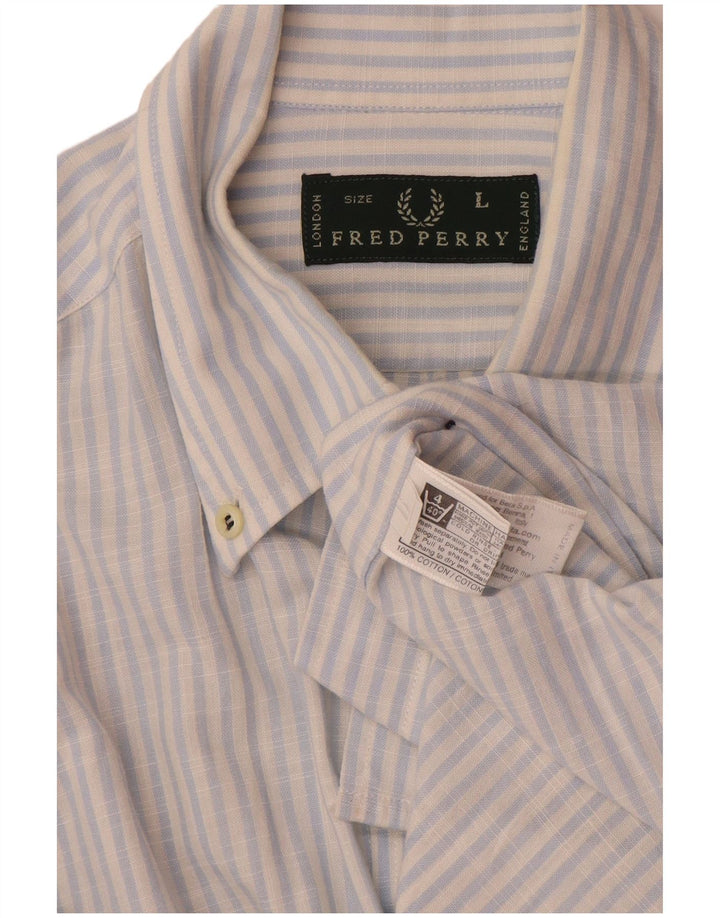 Koszula męska Fred Perry, duża, niebieska, bawełniana w prążki