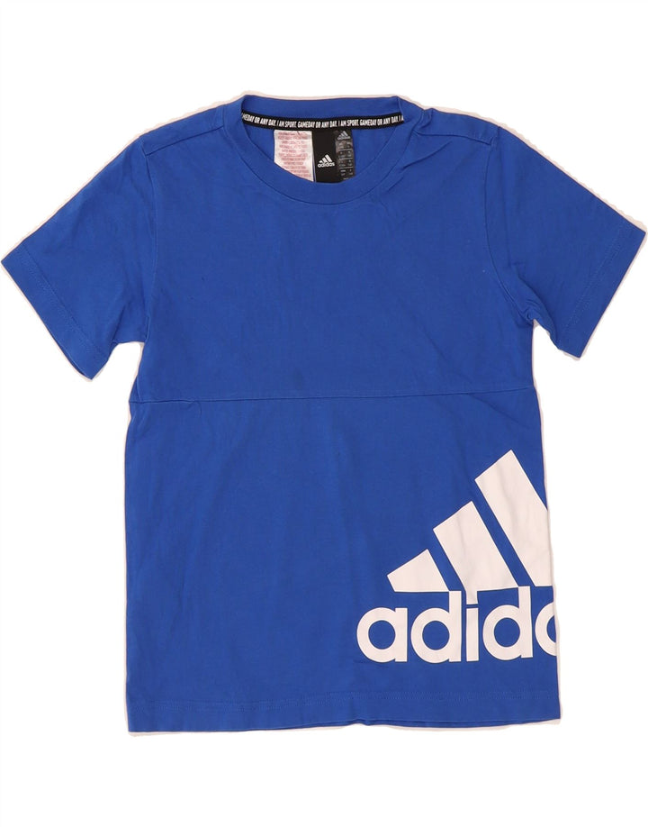 ADIDAS Boys Graphic T-Shirt Top 9-10 Years Blue Vintage Adidas and Second-Hand Adidas from Messina Hembry 