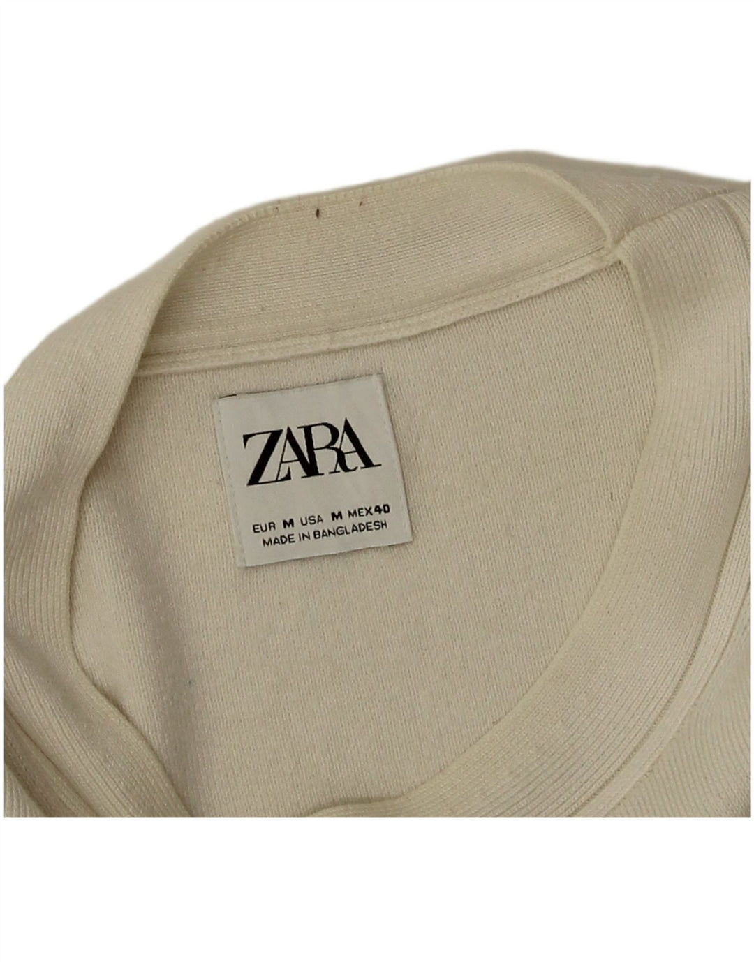 Sweter damski Zara z dekoltem w łódkę UK 14 Średni biały wiskoza