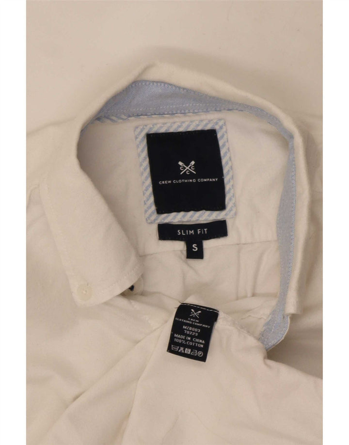 Crew Clothing Męska koszula slim fit, mała, biała, bawełniana