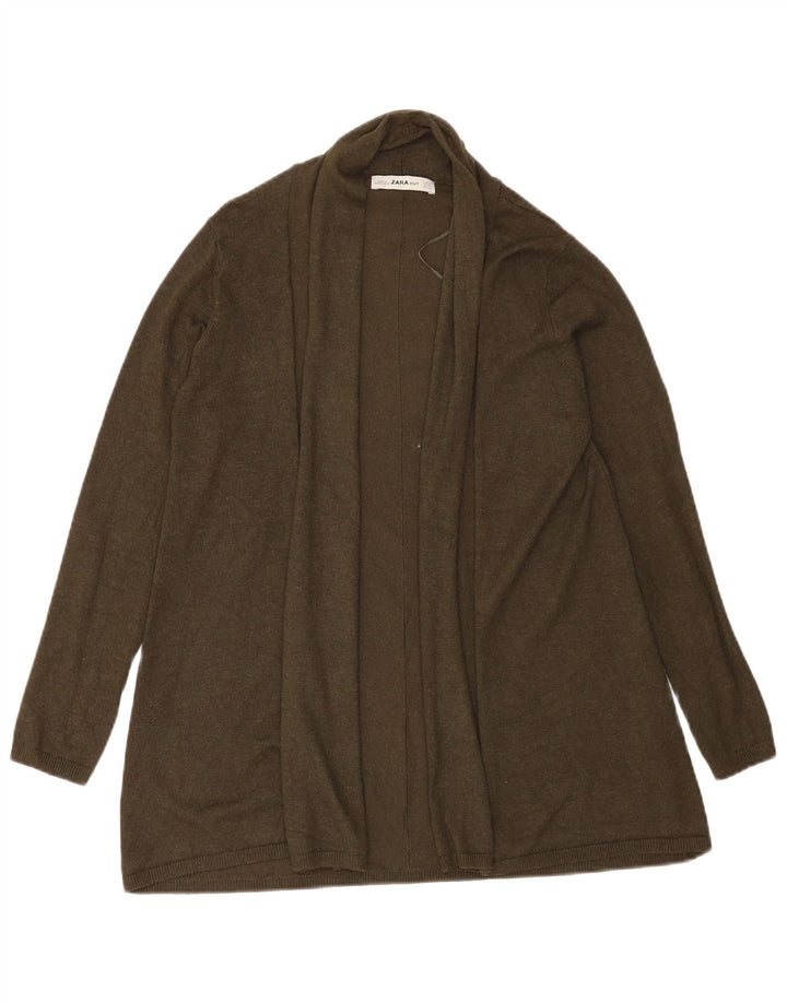 Sweter damski Zara z otwartym kardiganem UK 12, średnia wiskoza khaki