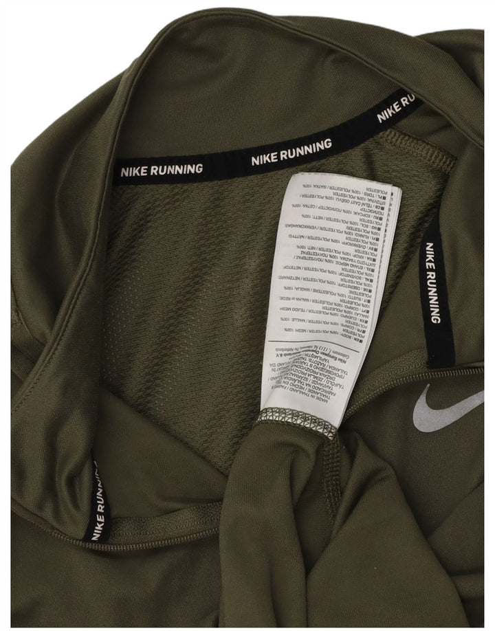 Damska koszulka do biegania Nike z długim rękawem i zamkiem błyskawicznym, UK 14, średni khaki, poliester