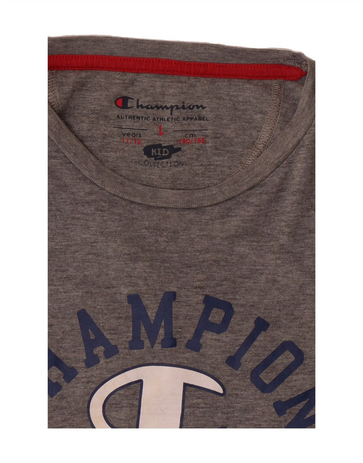 CHAMPION Boys Graphic Top Long Sleeve 11-12 Years Large  Grey Vintage Champion and Second-Hand Champion from Messina Hembry 