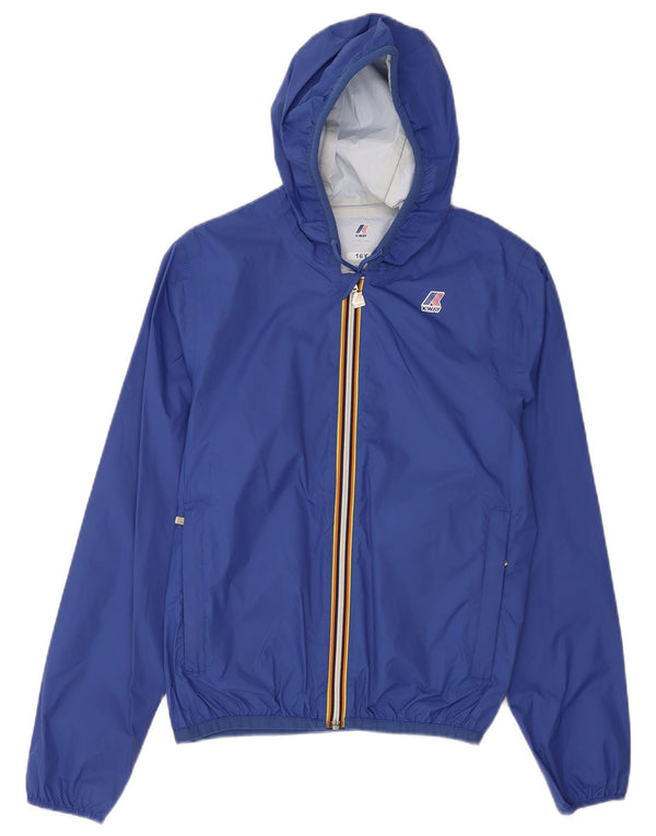 K-Way Boys Hooded Rain Jacket 15-16 Years Blue Polyamide