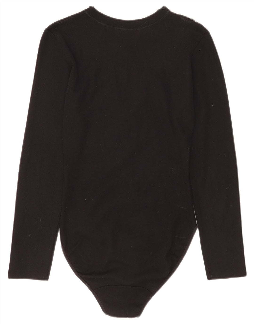 Vintage damskie body z długim rękawem UK 2 2XS czarna dziewicza wełna