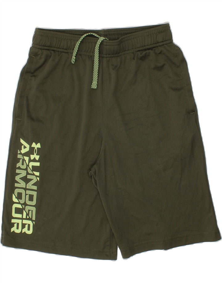 UNDER ARMOUR Boys Graphic Sport Shorts 9-10 Years Medium  Khaki Polyester Vintage Under Armour and Second-Hand Under Armour from Messina Hembry 
