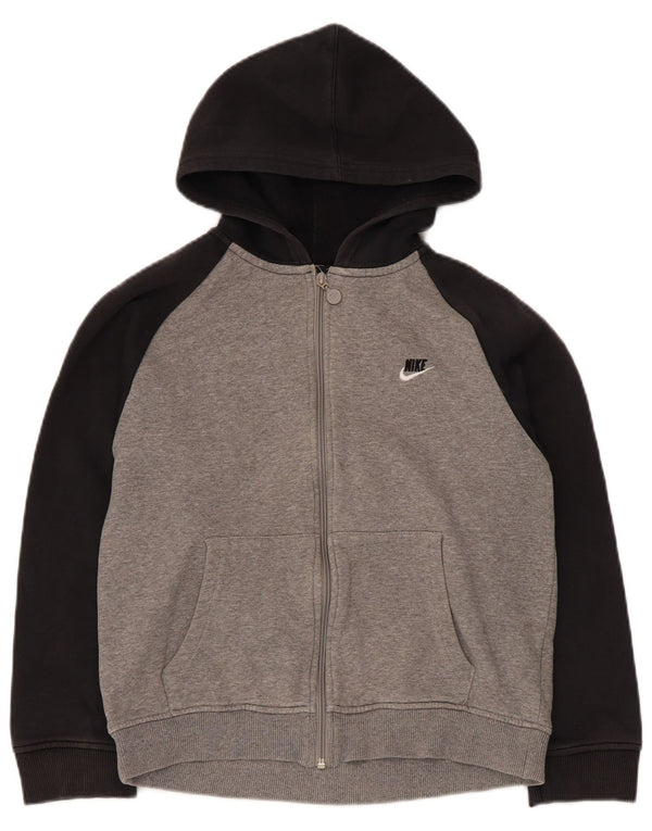 Chłopięcy sweter z kapturem i zamkiem błyskawicznym Nike, 10-11 lat, średnioszary, z blokami kolorów