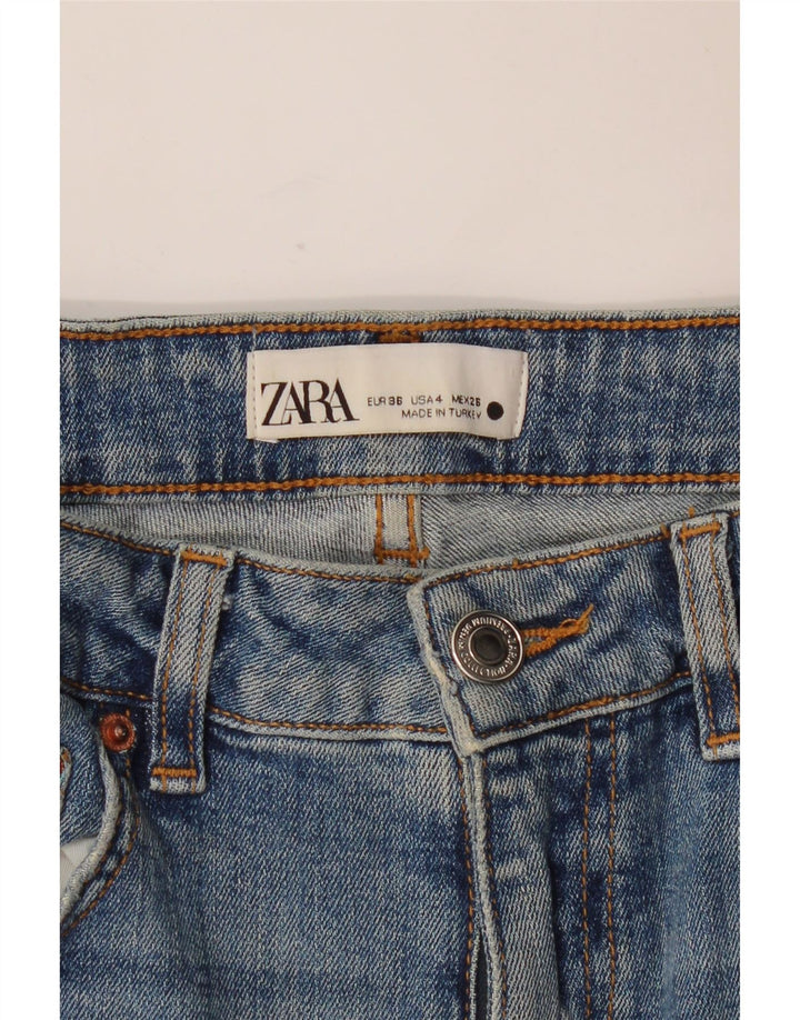 Damskie jeansy ZARA w trudnej sytuacji, proste EU 36 XS W26 L32 niebieskie