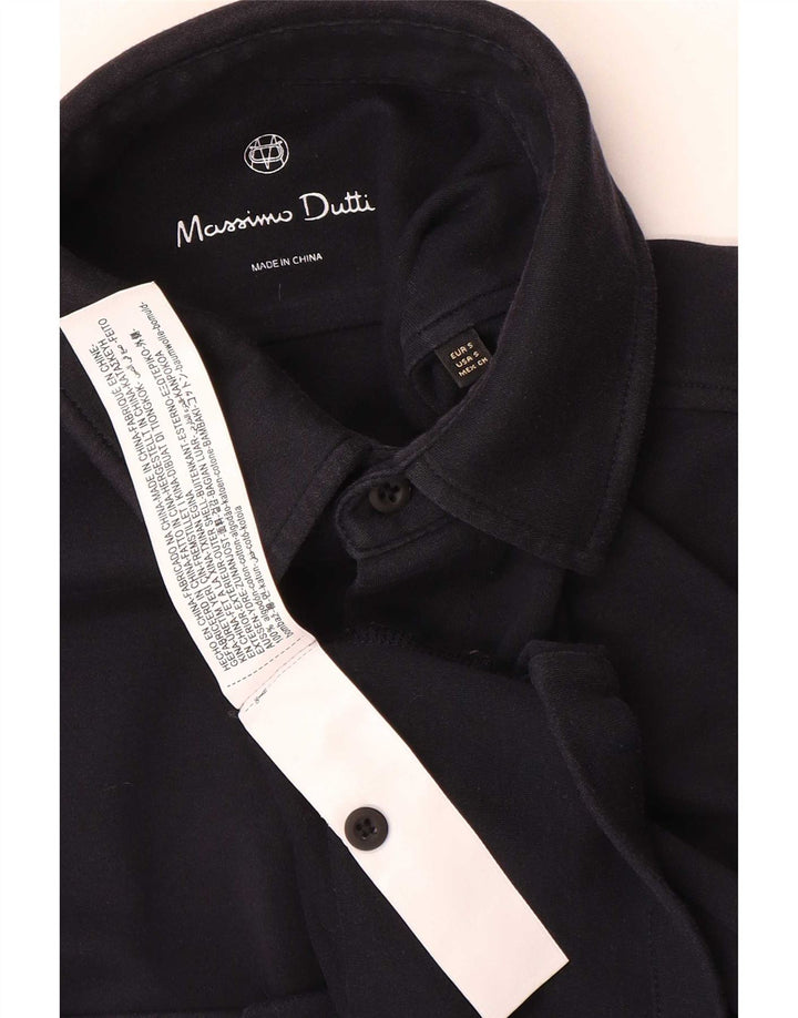 Męska koszula z krótkim rękawem Massimo Dutti, mała, czarna, bawełniana