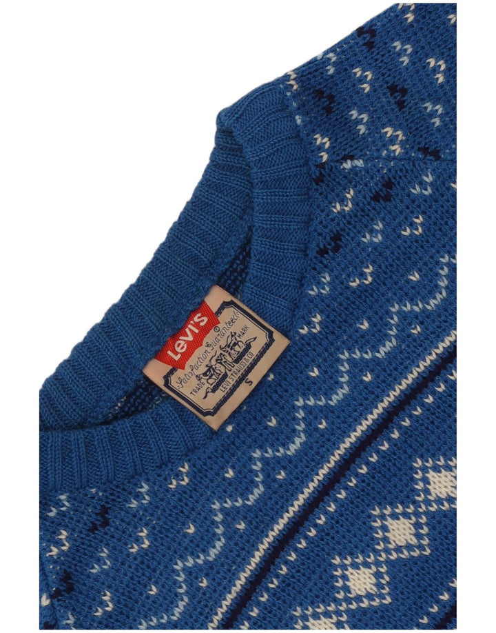Męski sweter z okrągłym dekoltem Levi's, mały, niebieski, geometryczny akryl