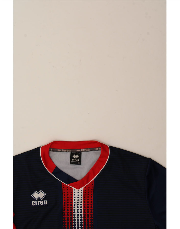 ERREA Mens T-Shirt Top Small Navy Blue Spotted Polyester Vintage Errea and Second-Hand Errea from Messina Hembry 