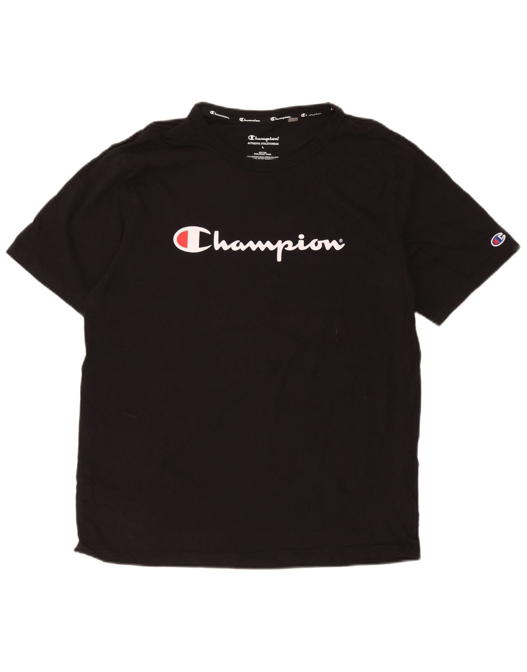Męski T-shirt Champion z grafiką, duży, czarny, bawełniany