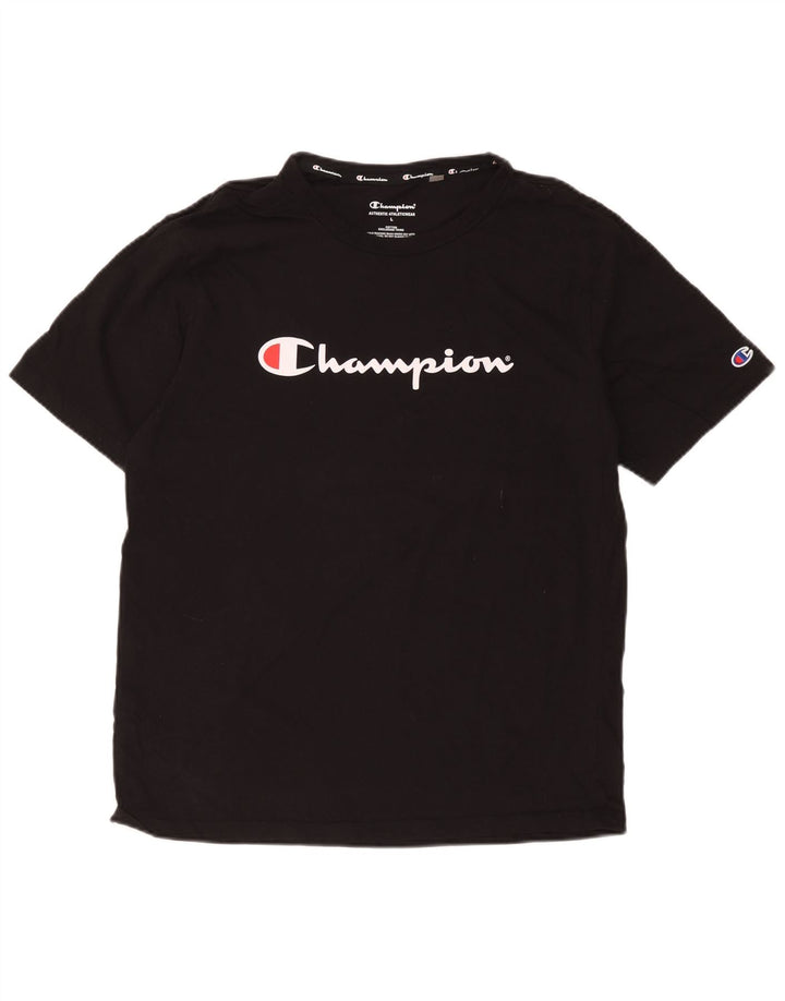 Męski T-shirt Champion z grafiką, duży, czarny, bawełniany